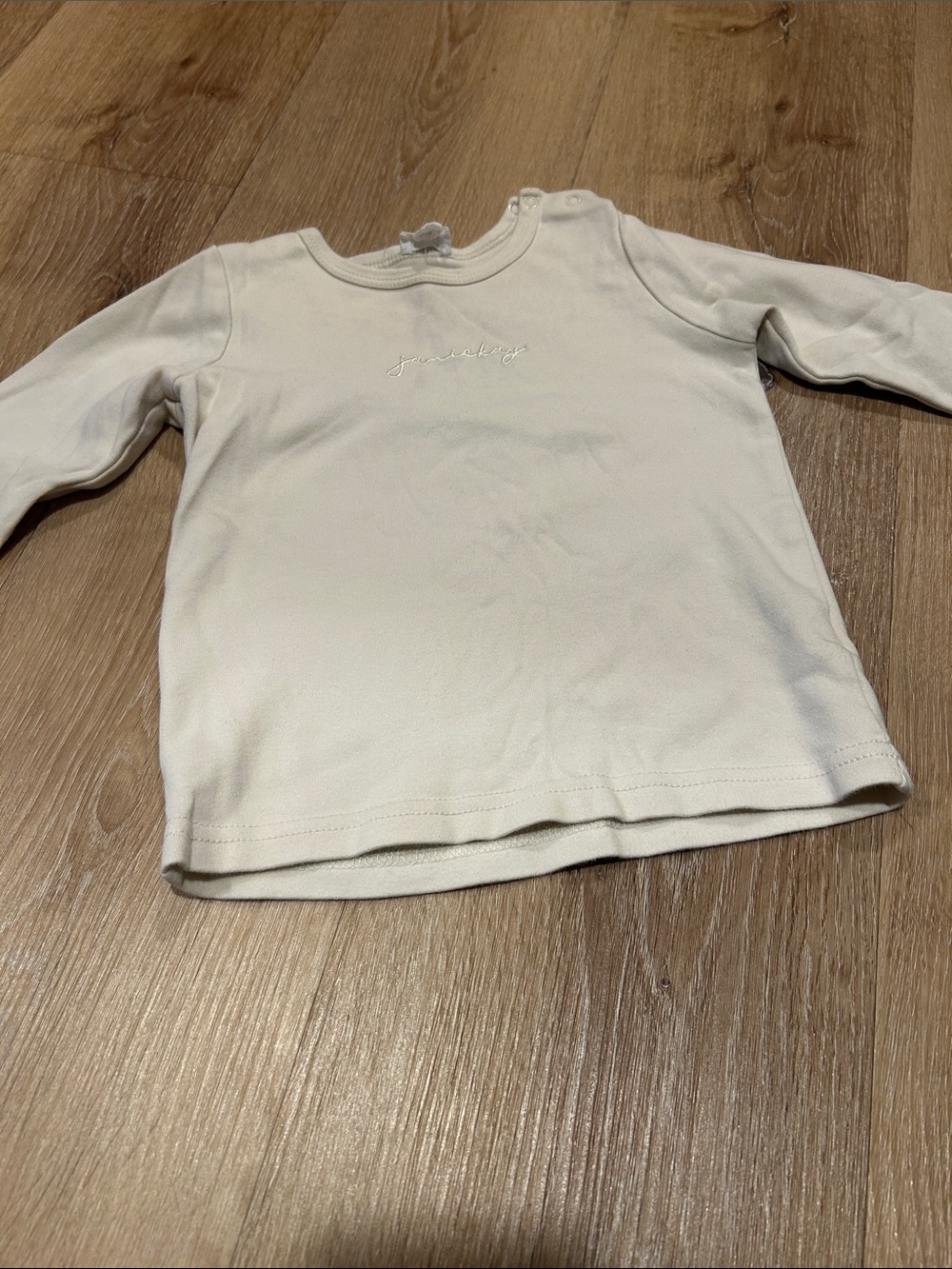 Jamie Kay Cream Long Sleeve Tee with Subtle Embroidery